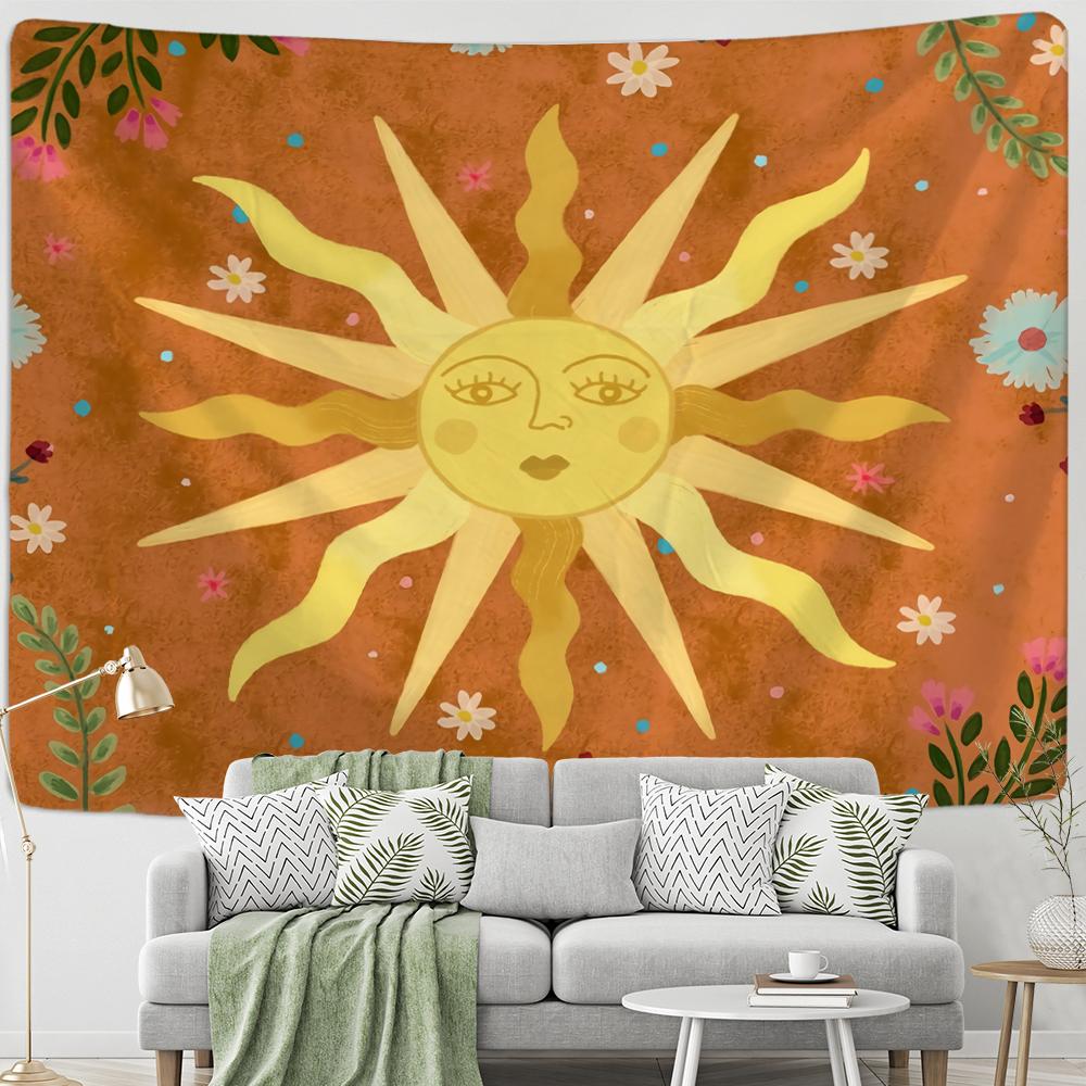 Retro Girl Tapestry Wall Hanging Colorful Boho Hippie Tapiz Aesthetic Room Home Decor Background Fabric