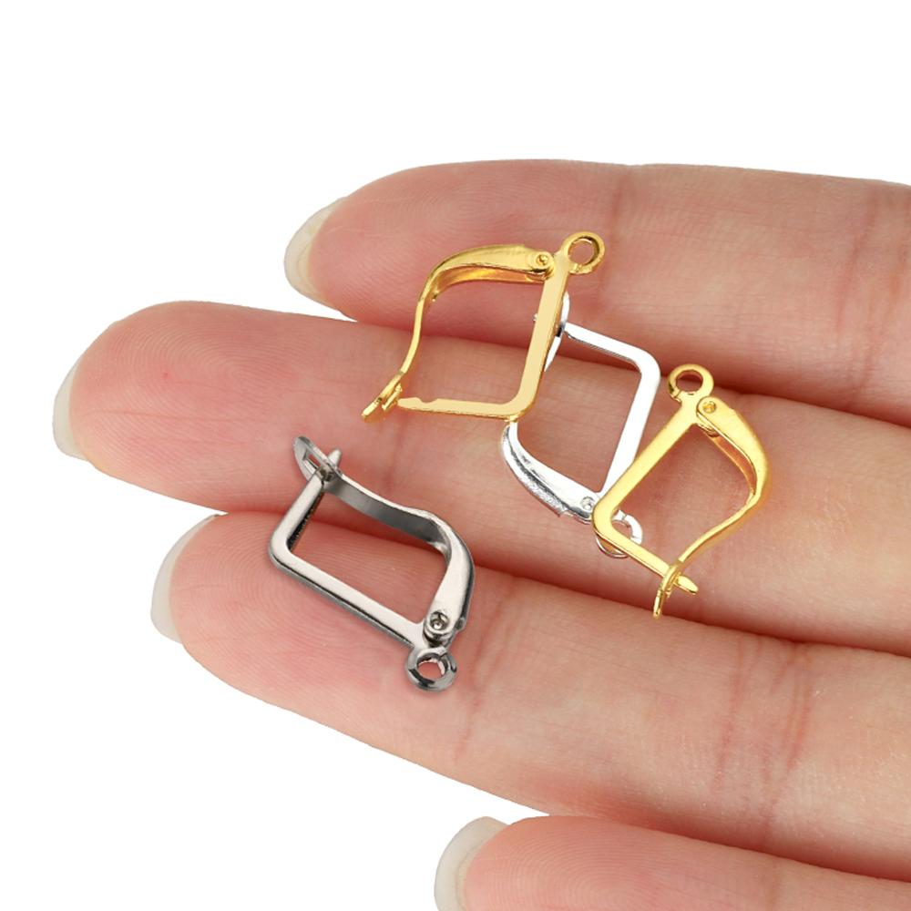 10-50pcs French Earring Hooks Gold Color Lever Back Open Loop Setting for DIY Earring Clips Clasp Jewelry Making Components