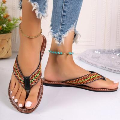 Fashion Shoes for Women 2024 Flip Flops Women's Slippers Outdoor Daily Slippers Women Mixed Colors Round Toe Flat with Plus Size Sandals