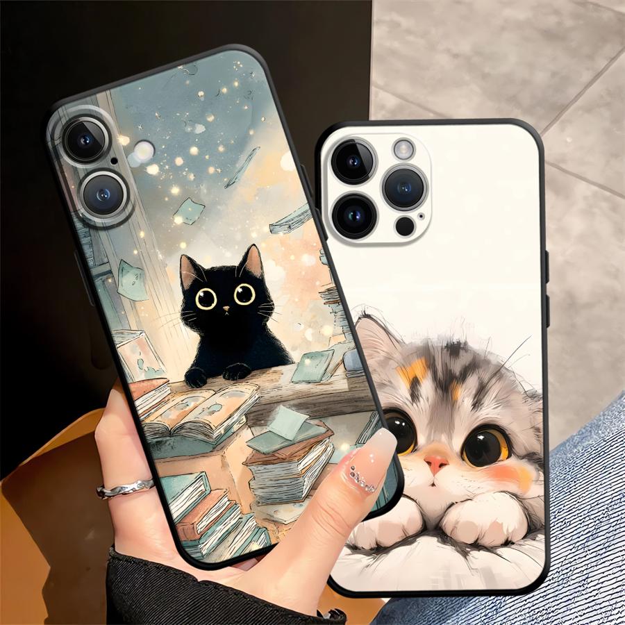 Cartoon Cat Funda Phone Cover Case for Apple iPhone 17 Pro Max 16 12 13 14 15 Pro 7 8 Air XR XS MAX 11