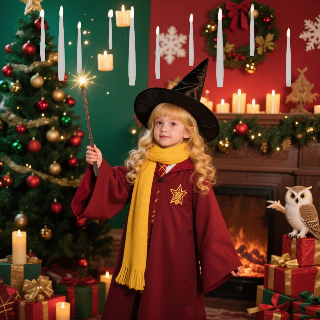 On Christmas, There Are 10 Floating Electronic Candles, Decorated With Wand-shaped Ornaments, Which Are Magical Hanging Candles During The Christmas .