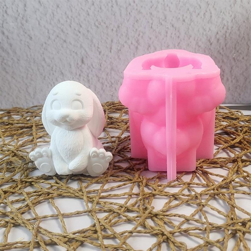 Handmade Silicone Mould 3D Rabbits Candle Molds Ornament Molds Animal Molds Casting Molds for Home Table Decorations