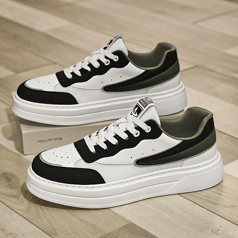 Korean version of classic black and white with casual shoes, light and comfortable, soft sole cushioning low-top white shoes, fashionable versatile b