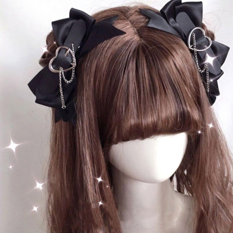 2PCS Harajuku Bowknot Hair Clip Ponytail Bangs Travel Hairpins Lovely Hair Clip