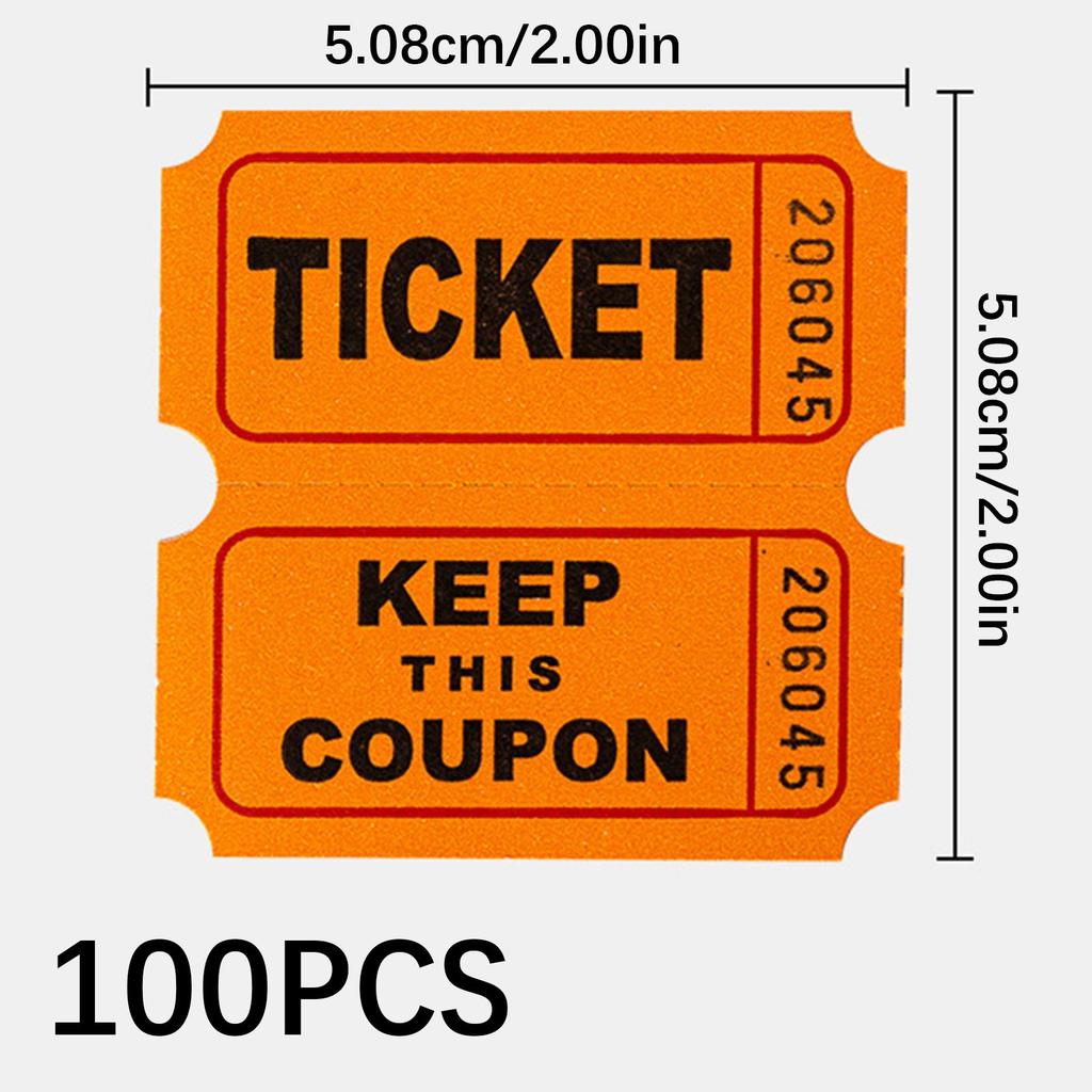 100 Stück Veranstaltungs-Tickets Doppelrolle fortlaufend nummeriert Tombola-Tickets für Konzerte Ausstellungen Klassenzimmer Belohnungen Preise