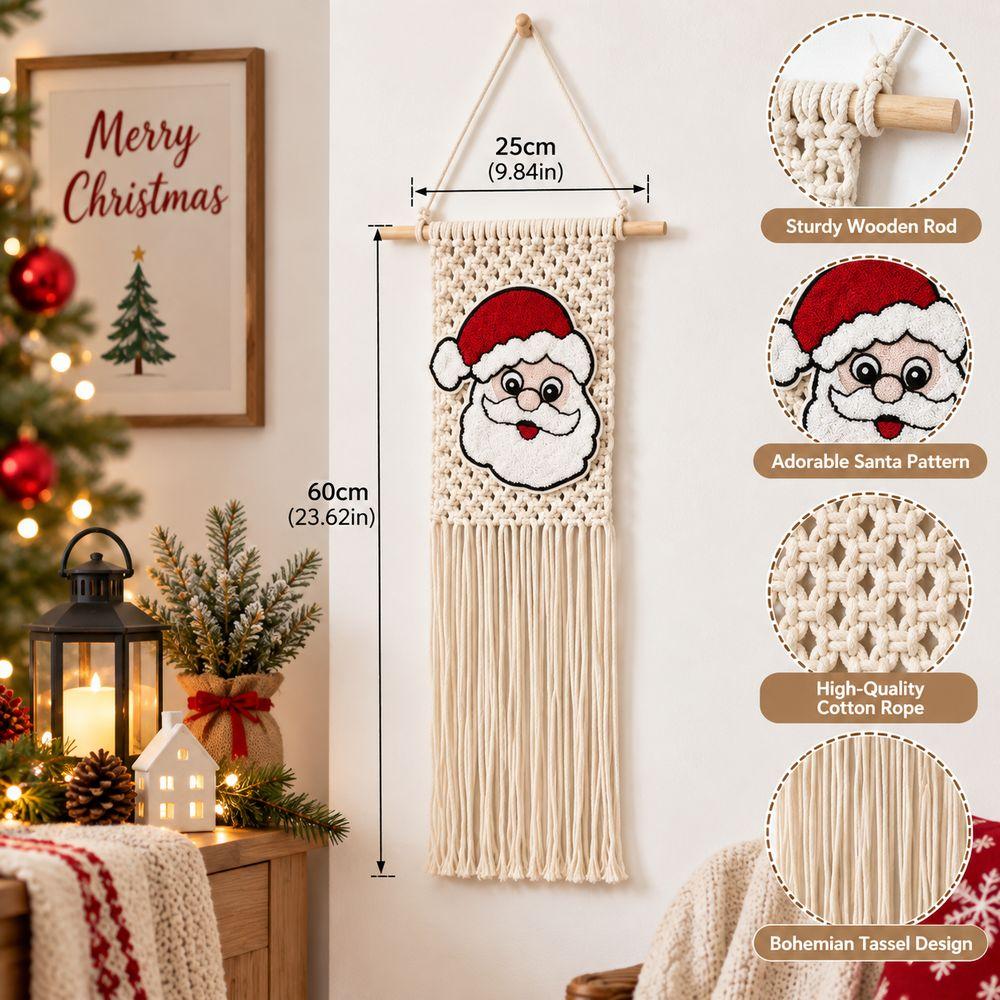 Woven Christmas Wall Tapestry Bohemian Style Holiday Wall Hanging Holiday Home Decor