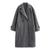Herbst Winter Damen Einfarbig Übermantel Mode Doppelreiher Umlegekragen Taschendesign Mäntel Damen Lässig Locker Übermäntel