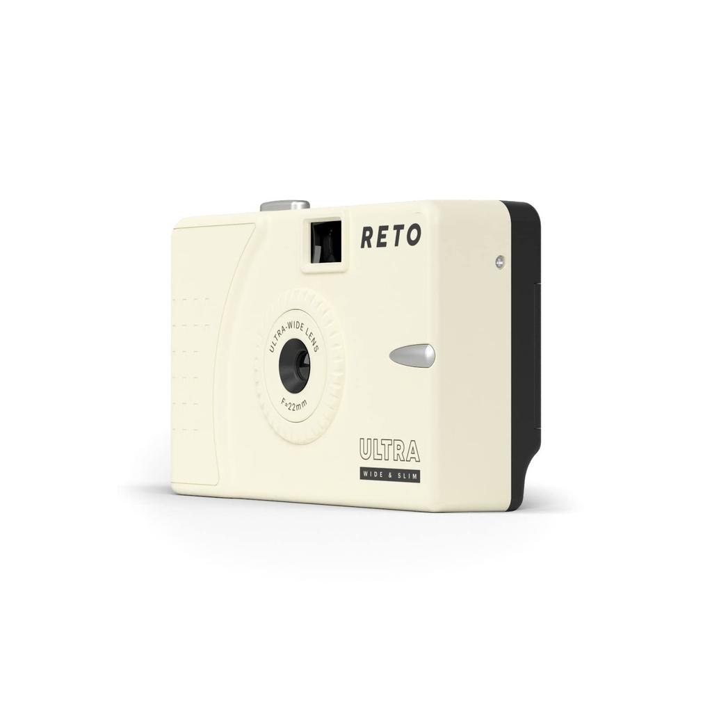 RETO Ultra Wide & Slim 35mm Reusable Daylight Film Camera - 22mm Wide-Angle Lens, Focus-Free, Lightweight, and Easy To Use (Cream)