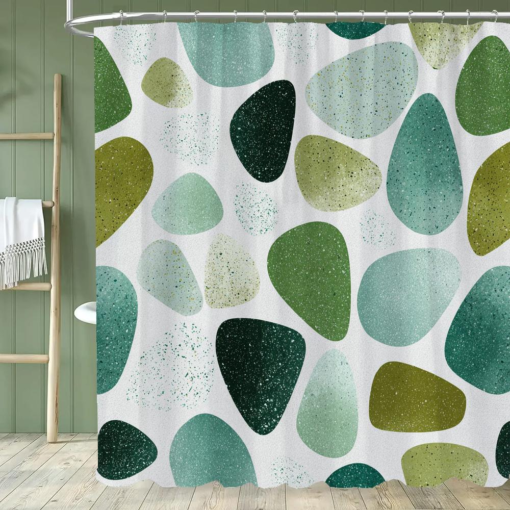 Modern Minimalist Geometrical Pattern Shower Curtain,Polyester Fabric Washable Bathroom Curtains,Home Decoration With Hooks