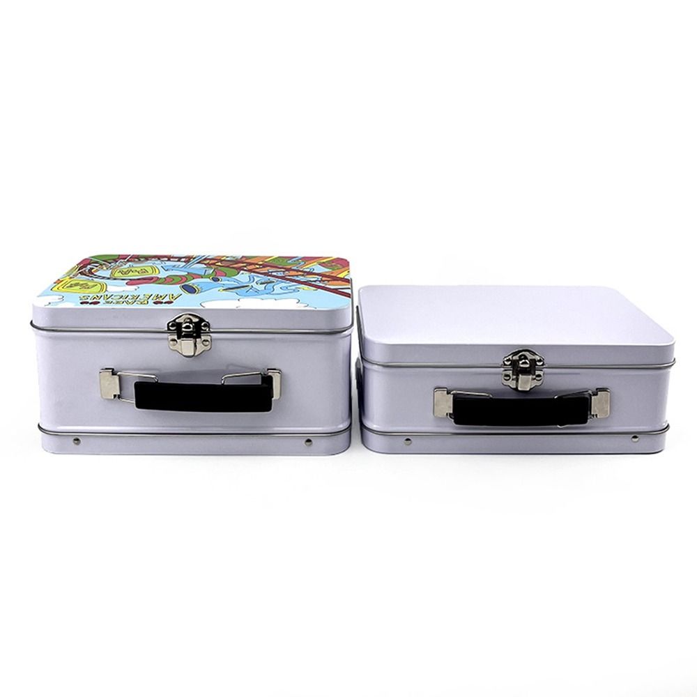 Tinplate Metal Storage Box White Black Silver Cake Packaging Box Lunch Box  Money Contain