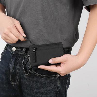 Luxury Rfid Credit Card Holder Anti Theft Nylon Key Card Case with Carabiner Slim Coin Purse Male Purse