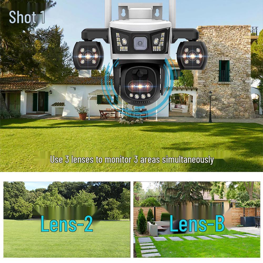 V380 Solar-Powered 4G Outdoor Camera with Night Vision and Waterproof Three-Screen Display