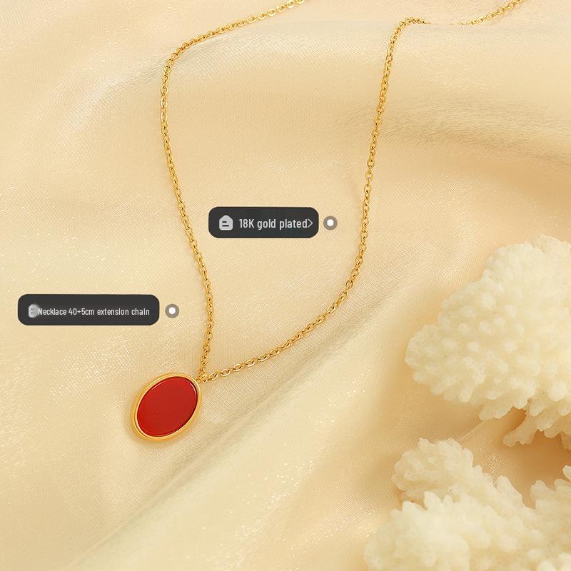 Collana Pendente Ovale in Acrilico Elegante Retrò Francese - Gioielli di Nicchia Resistenti allo Sbiadimento