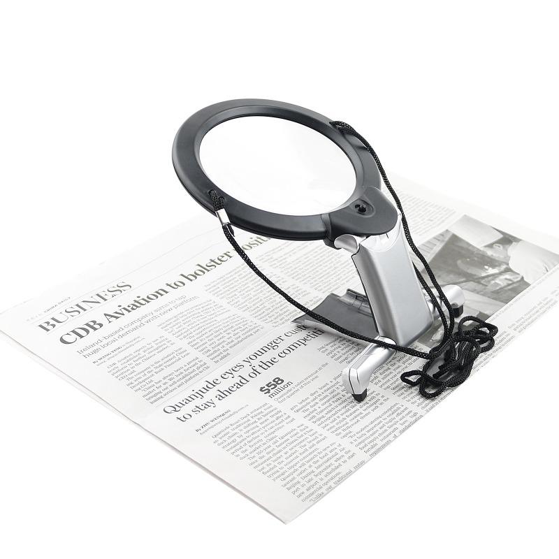 2x 6x Led Hands Free Lighted Magnifying Glass Neck Hanging Desktop Tool For Seniors Sewing Cross Stitch Embroidery