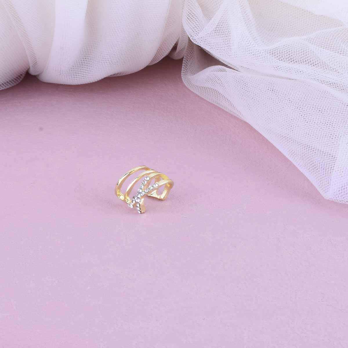 INS Double Layer Women s Ear Cuff - Elegant Crossed Design, No-Piercing Cartilage Clip.