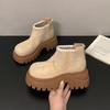 Comfortable soft leather retro platform short boots women's 2025 autumn and winter British style small man height and thinness Martin boots