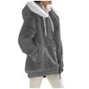 Giacca Casual da Donna in Pile con Cappuccio Cappotto Monocolore Caldo Cappotti in Cashmere Giacca con Zip Moda Abbigliamento Donna Autunno Inverno