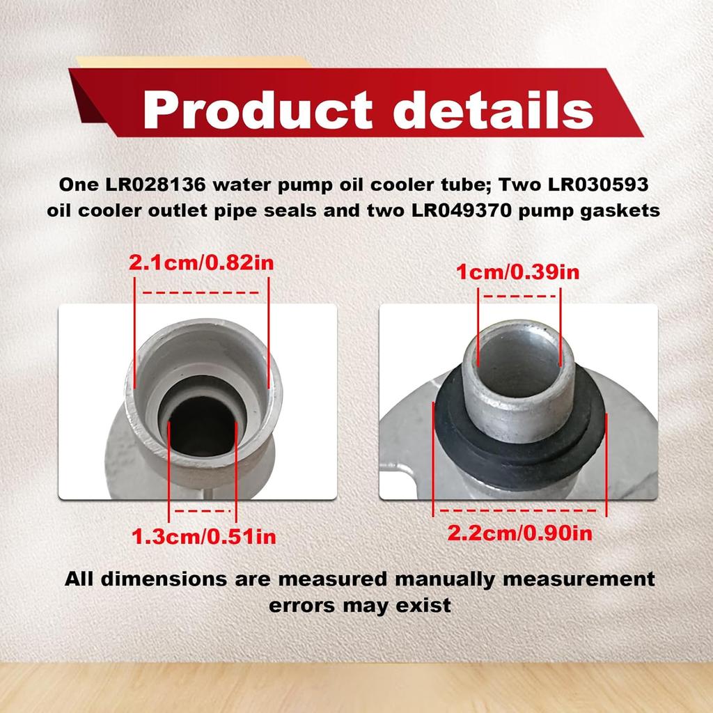 R028136 Aluminium-Ölkühler-Adapter-Kit mit doppelten Wasserpumpendichtungen Kompatibel mit 2010-2016 Land Rover LR4, 2010-2021 Land Rover Range Rover