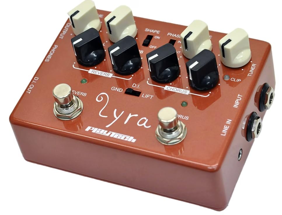 PLAYTECH Acoustic Guitar Preamp with and Chorus Effects 2-Band EQ, Reverb,