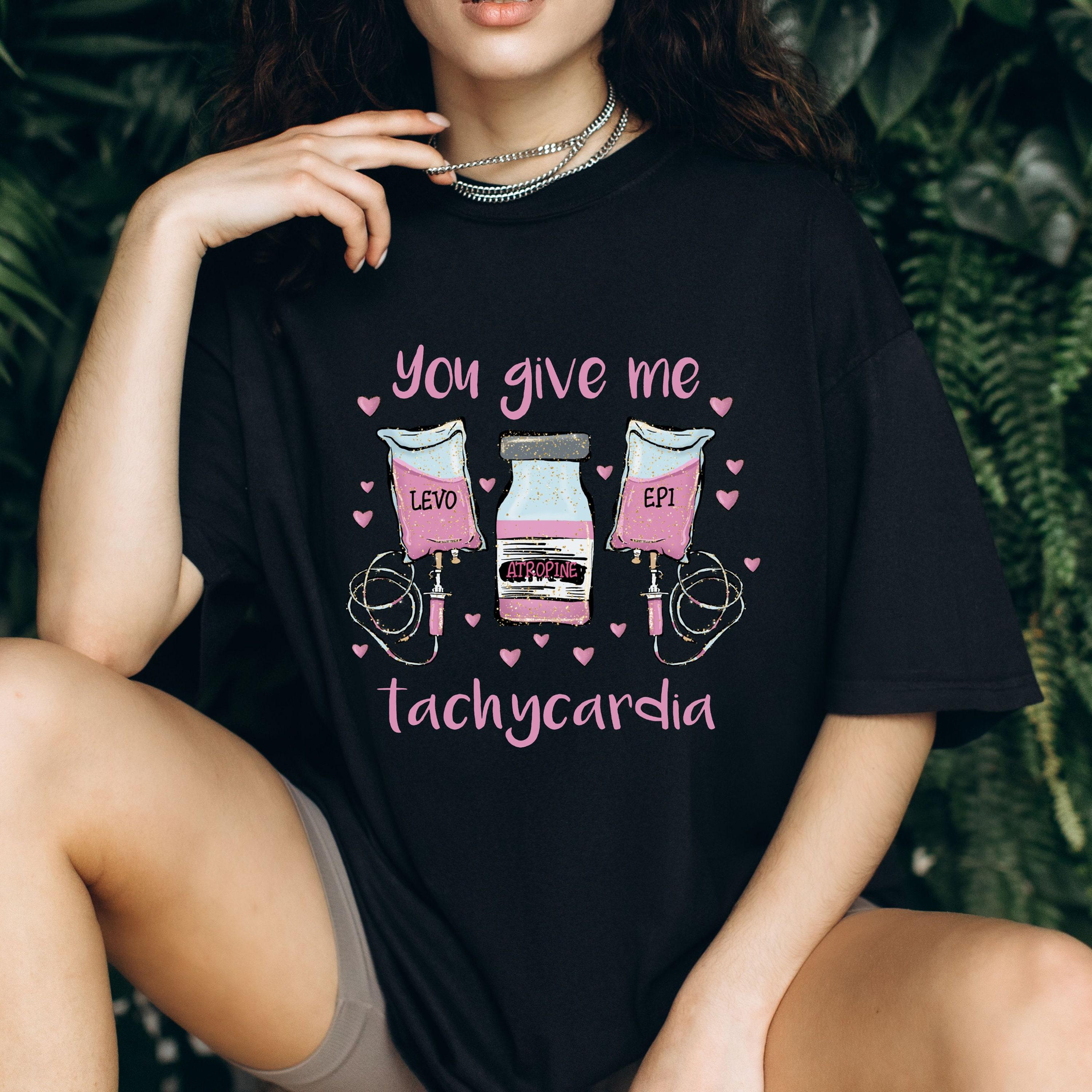 You Give Me Tachycardia Women T Shirt Valentines Day Shirt Summer Cotton Tops S чёрный