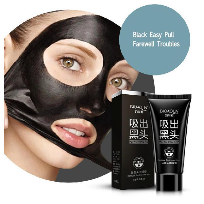 Bioaqua Black Mud Face Mask Deep Cleansing Purifying Remove Blackhead Facial Mask Strawberry Nose Acne Remover Whitening