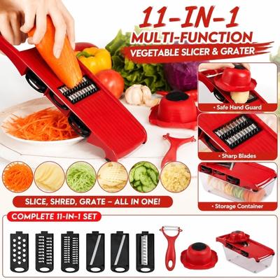 Multifunctional Kitchen Vegetable Slicer with Container Adjustable Blades for Shredding Slicing and Julienne Cutting Potato Carrot Onion Grater