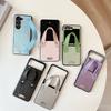Solid Color Textured Leather Mobile Phone Case for Samsung Zflip6 Clamshell Fold7 Portable Wrist Strap Pocket2 Women
