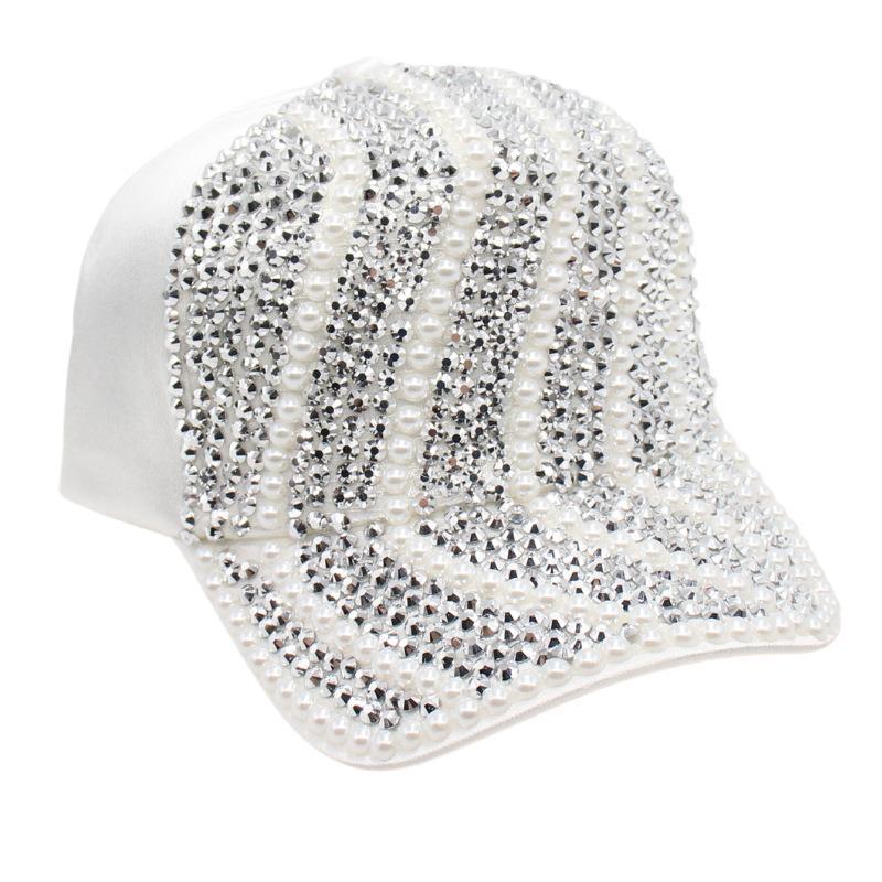 Hat Female Cap Casual Rhinestone Baseball Cap Flash Diamond Sun Hat Handmade Light Board Hat Tide
