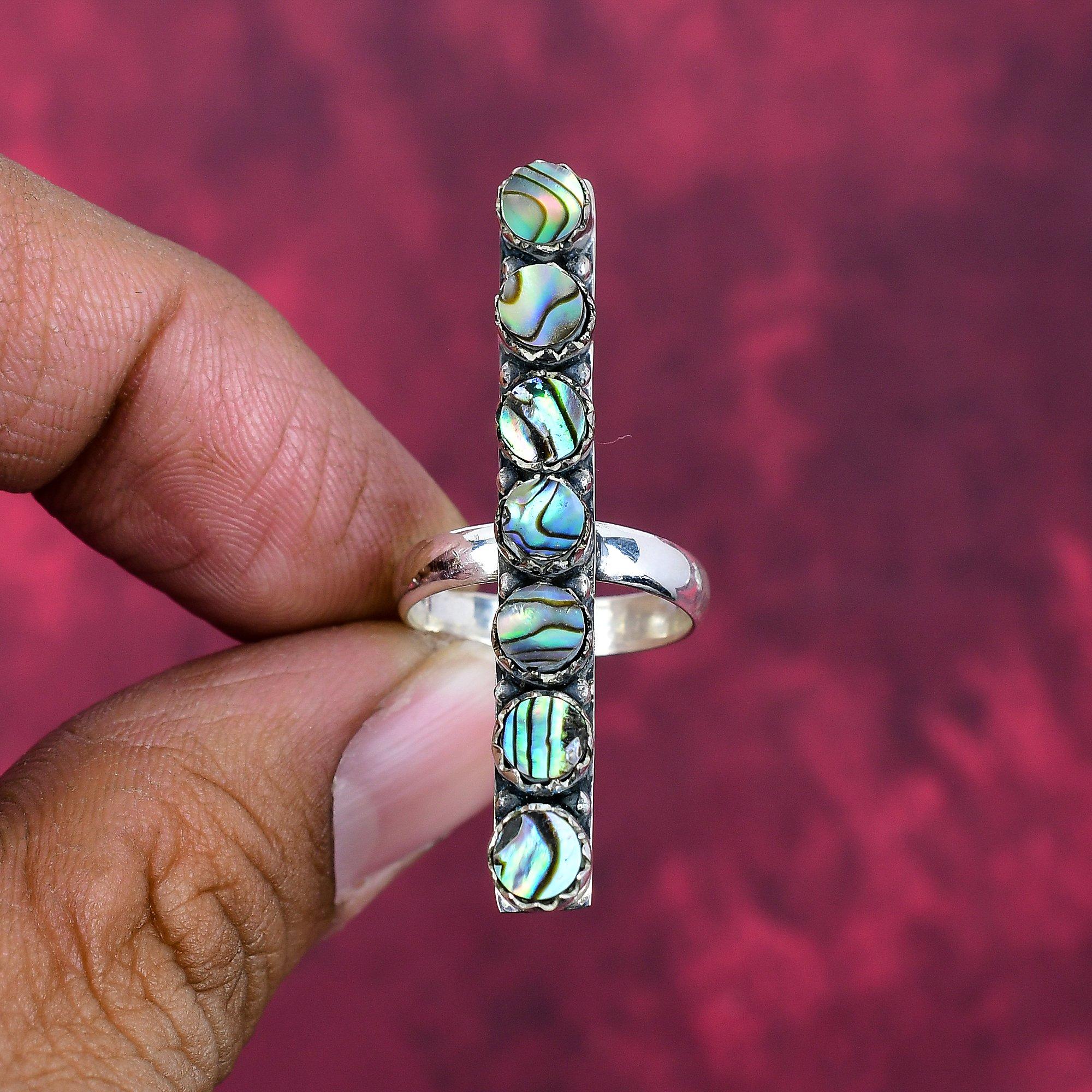 

Abalone Shell 925 Solid Sterling Silver Ring, Handmade Gemstone Ring Jewelry, Gifts For Wife Brand New Ring 12