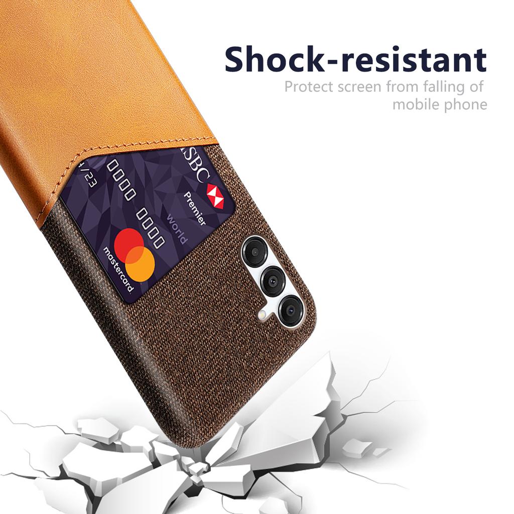 For Samsung Galaxy A17 5G/A17 4G Case PU Leather Cloth Texture Hard PC Phone Cover with Card Holder