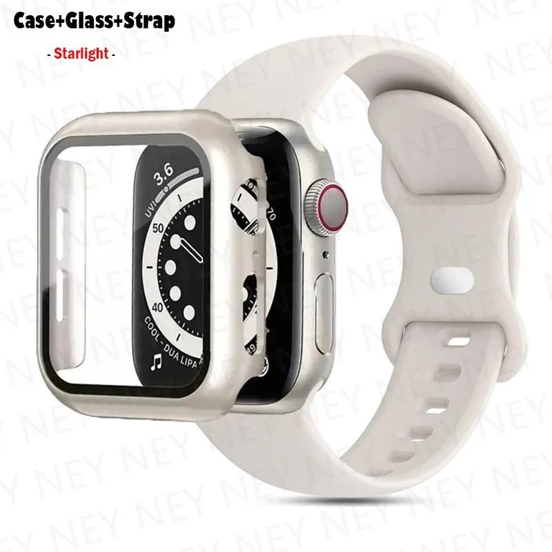 Glas+Gehäuse+Armband Für Uhrenarmband 44mm 41mm 45mm 40mm 38mm 42mm Silikonarmband iWatch Serie 9 8 3 4 5 6 SE 7 Armbänder