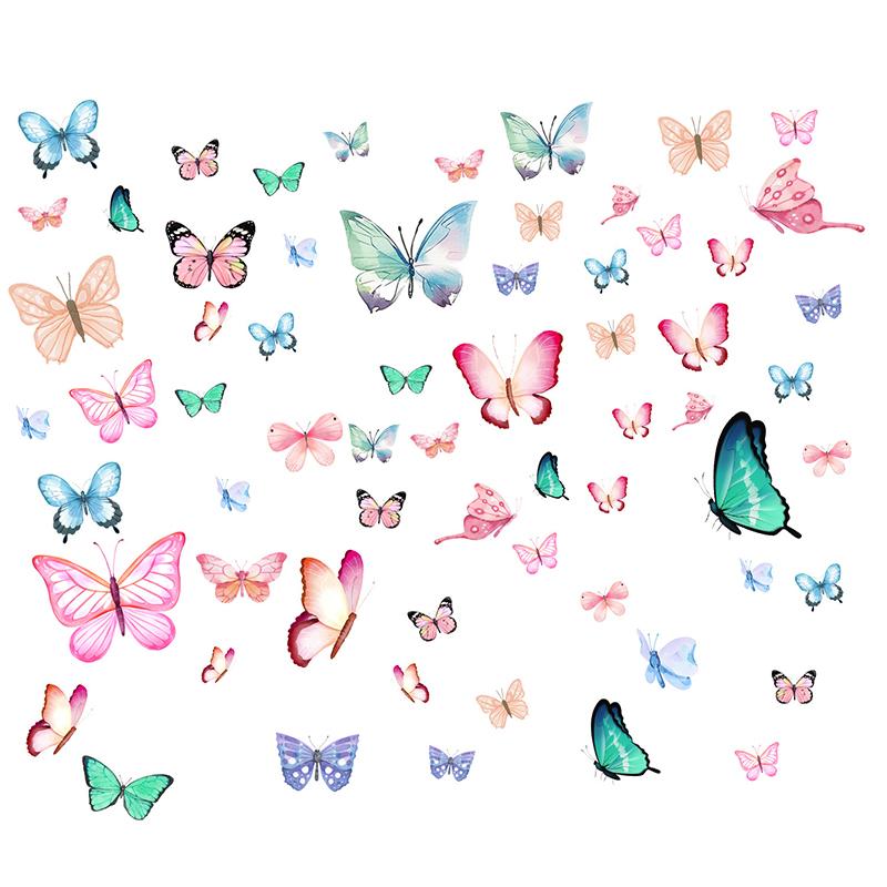 Overseas Trade Glow In The Dark Wall Stickers, Pink Blue Green Butterfly Design, Girls Bedroom Kids Room, Kindergarten