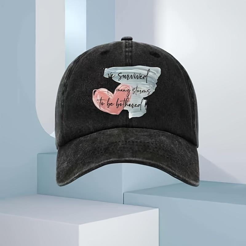 Ladies' Heart-shaped and Tornado Printed Baseball Cap; Suitable for All Seasons, Available In Multiple Colors