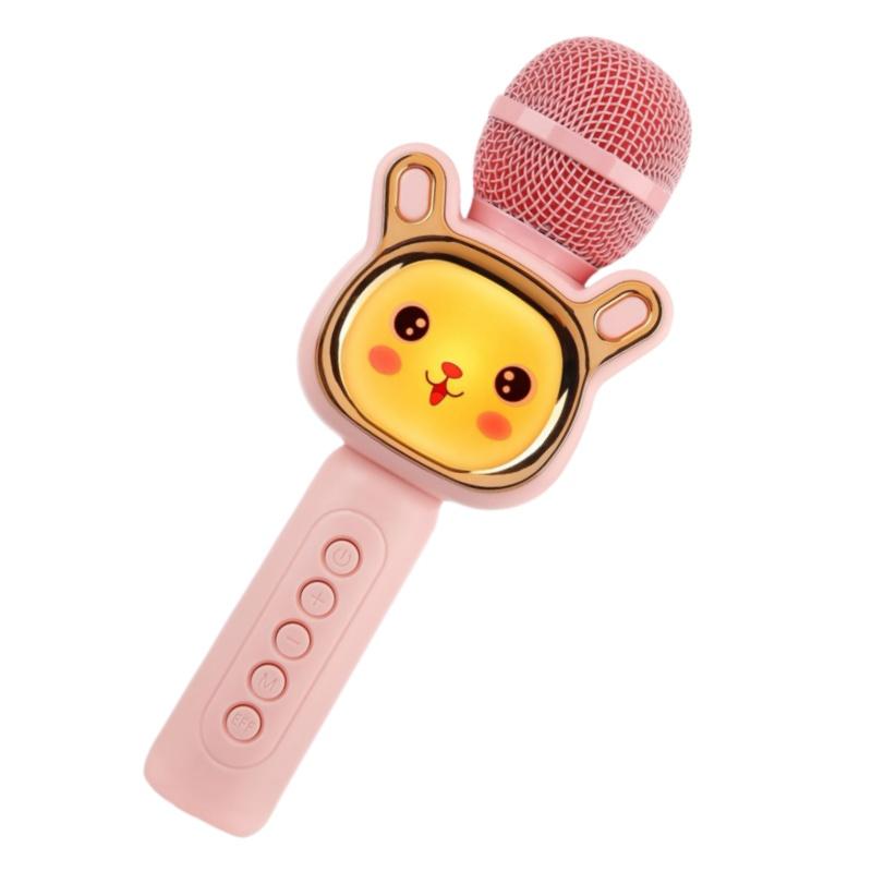 Kid’s Portable KTV Microphone, Bluetooth Wireless, TWS Connection, Colorful LED Lights, Karaoke Microphone Birthday Gift Toy