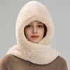 Rex Rabbit Fur Hat Scarf Integrated Snow Cap Winter Warm Ear Protection Shawl Windproof Cap Outdoor Men's and Women's