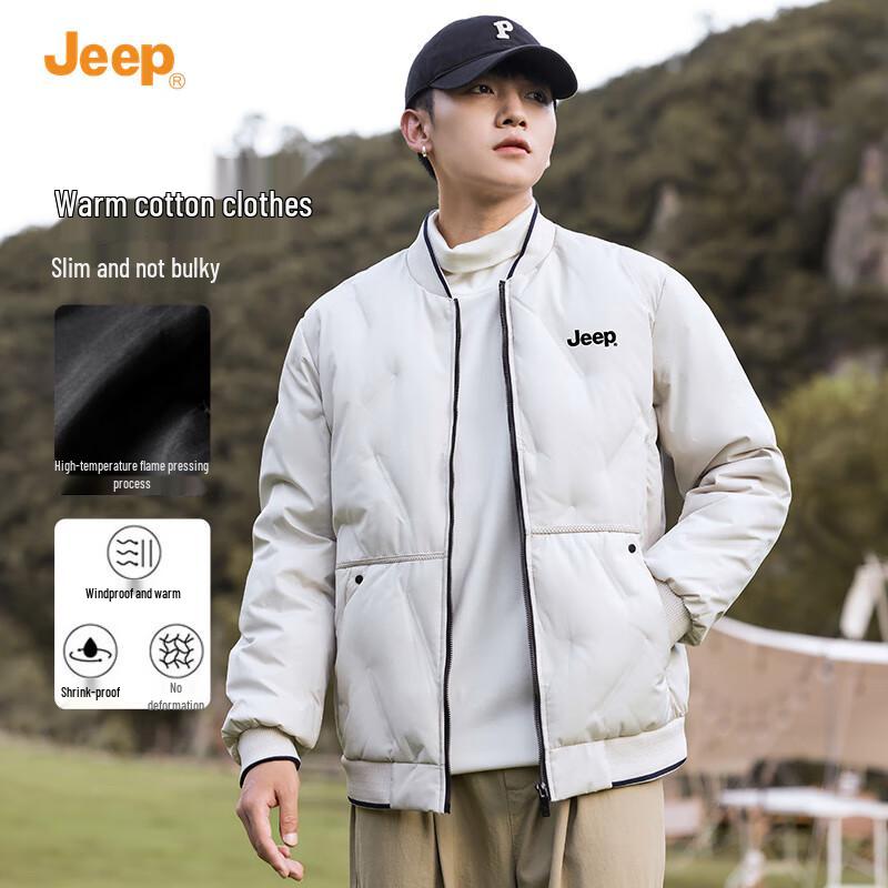 

JEEP Men s Baseball Collar Warm Plush Lined Cotton Jacket 3XL