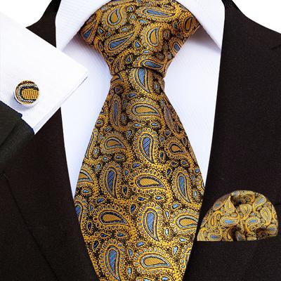 Floral Stripes Literary Style Men'S Tie Pocket Towel Cuffs Three Pieces