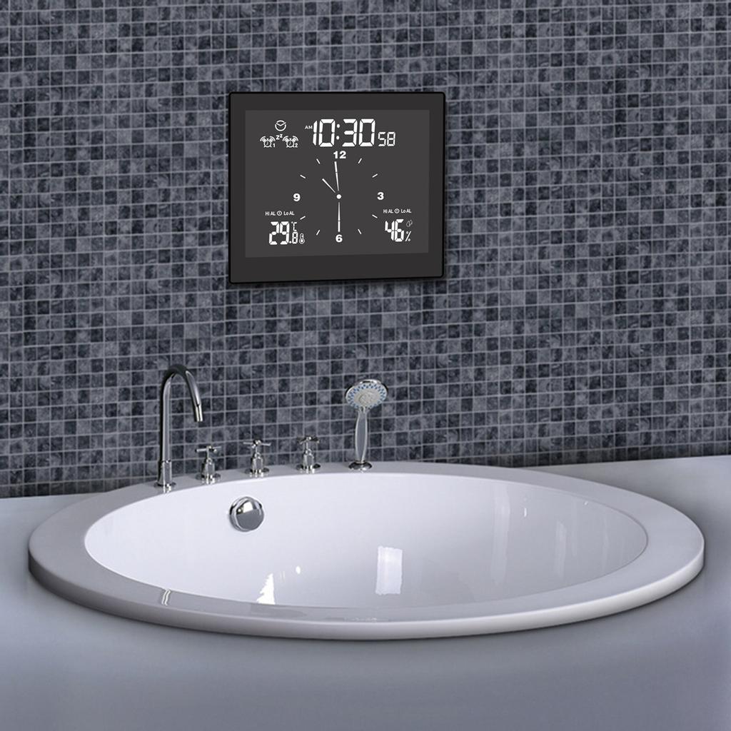 Horloge Salle De Bain Étanchéité Double Usage - Horloge Suspendue Avec Porte-Serviette