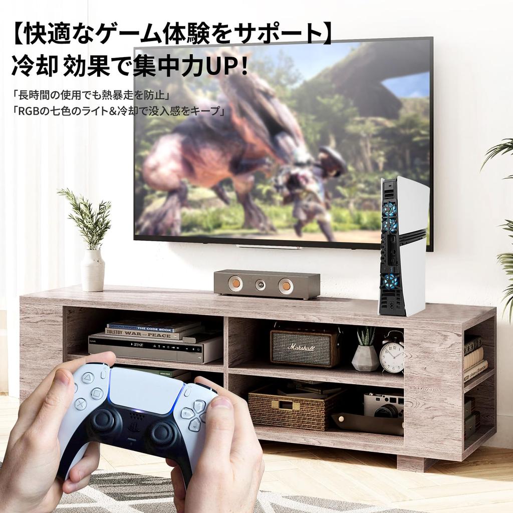 PS5 Slim Cooling PlayStation 5 Heat PS5 with LED USB Port Low Automatic Temperature Compatible with All New PlayStation 5 Models Pro/PS5 Fan,