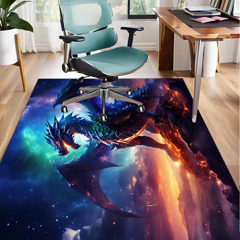 Fiery Dragon Artwork Office Rug Chair Mat, Entryway Carpet, Suitable for Front Door, Bedroom, Living Room, Desk, Holiday Gift