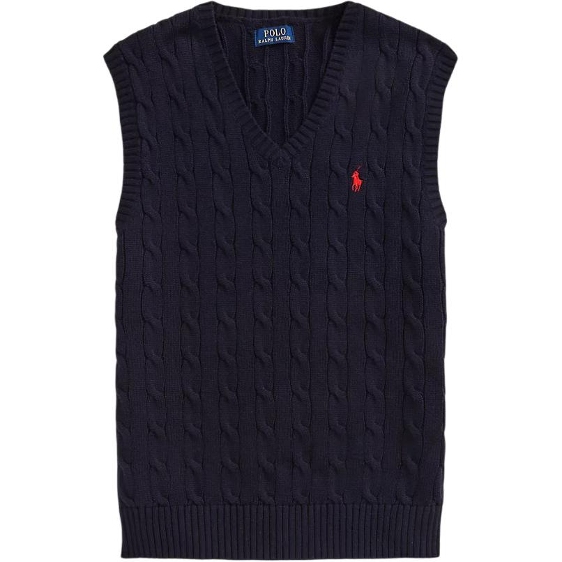 

Ralph Lauren Polo Motif Cable-Knit Vest Men Vests Black 710860352-005 S