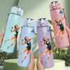 1PC Girl Volleyball Serve Player Print 750ml Color Plastic Sports Water Bottle Leakproof Flip Straw Lid Suitable for Sports Office Home Use