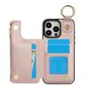 Zipper Cards Solt Wallet Ring Holder Leather Case For iPhone 16 Pro Max 15 Plus 14 13 12 11 Double Buckle Magnetic Rfid Cover