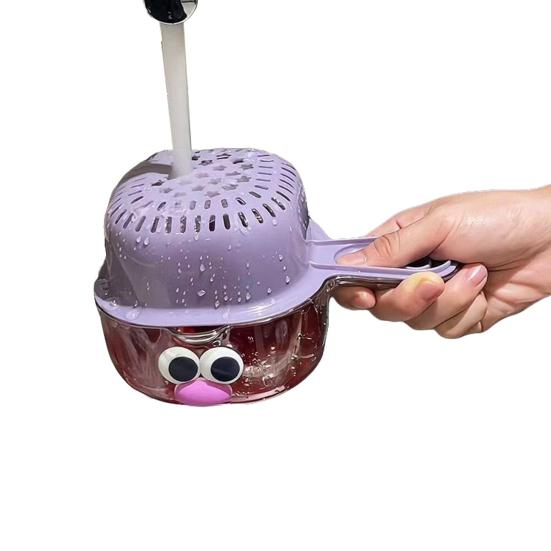 

Drain Basket with Ergonomic Handle Thickened Double-Layer Design Kitchen Strainer Bowl фиолетовый