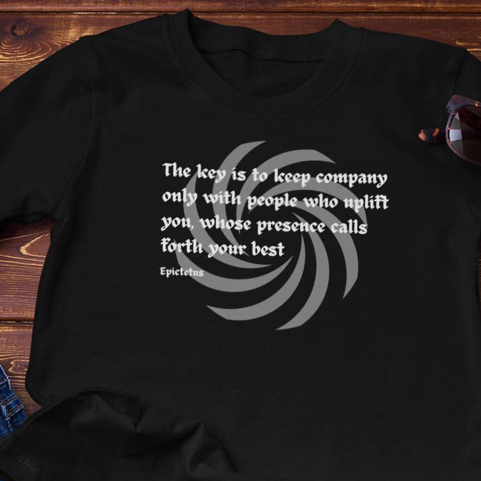 Stoic Tee | Epictetus quote - Importance of keeping good company - Cotton T-Shirt 2XL