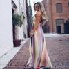 Women's Printed Chiffon Halters Dress Sleeveless Waist Boho Maxi Dress