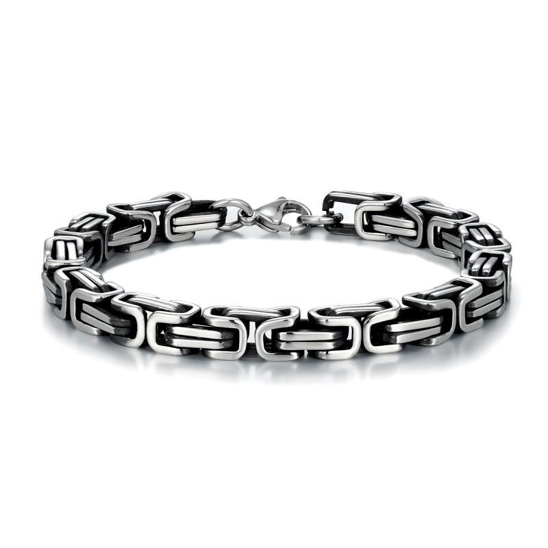 Hip Hop Ins Square Buckle Chain Bracelet European American Stainless Steel Emperor Viking Men