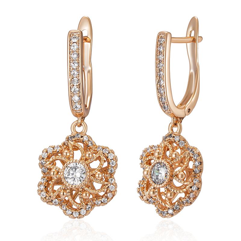 

Серьги-подвески Kinel White Zircon для женщин, розовое золото, длинные серьги в подарок