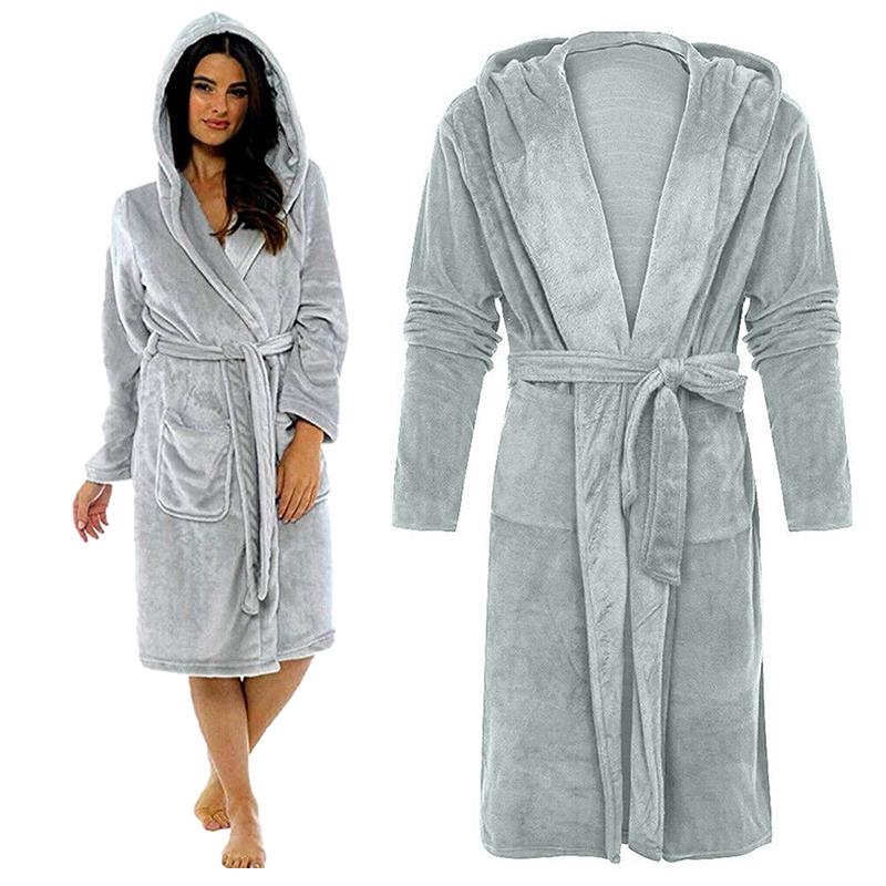 Fluffy hooded dressing gown womens Clearance