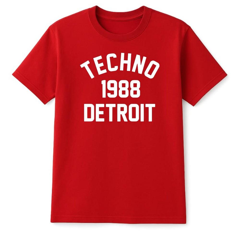 Techno 1988 Detroit Unisexs Funny Unisex TShirt Novelty Dance Track Tee Shirt Top S